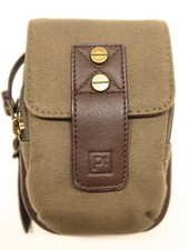 Vintage Style Compact Camera Case Dark Green with Brown Leather