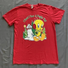 VTG 1990s Looney Tunes Tweety Sleep Wear Shirt Unisex One Size X-Mas Holiday 90s