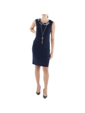 R&M RICHARDS Womens Navy With Jacket And NeckSleeveless Dress Plus 18W