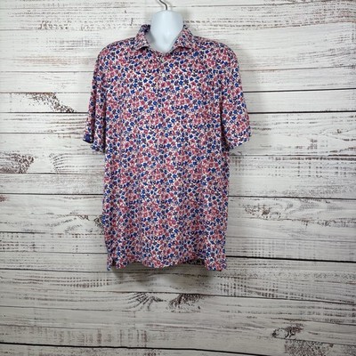Donald Ross Sport Blue Pink Floral Bear s Best Las Vegas Short Sleeve Polo XXL