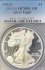 1998 P $1 Silver American Eagle PR 70 ULTRA CAMEO