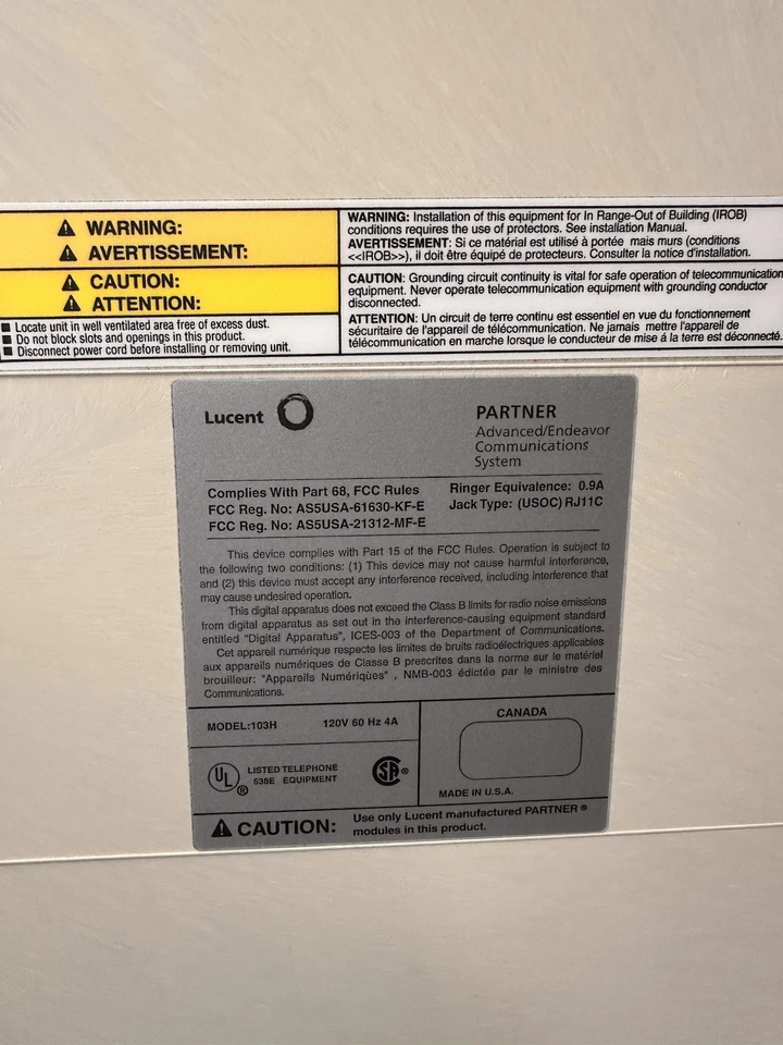 Lucent Partner Business Phone System Model 103H (Cards not included) - Image 3 of 4