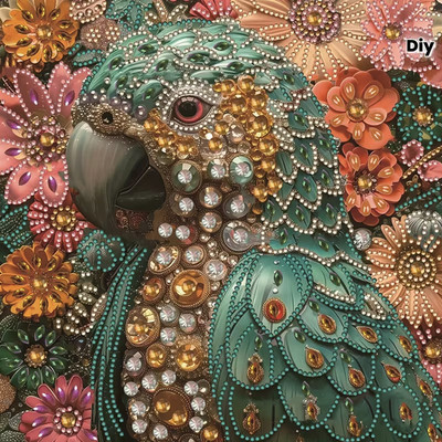 5D DIY Parrot Diamond Painting Kit, Special Shaped Crystal Drill Art, Partial Dr