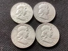 Lot of 4 Ben Franklin Half Dollars 1963D~90% Silver~$2 Face