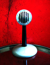 Vintage RARE 1940's American C-6 crystal microphone harp mic w Astatic E6G stand