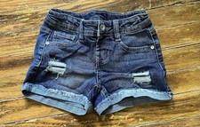 Members Mark Little Girl Distressed Denim Jean Shorts XS 4/5 Adjustable