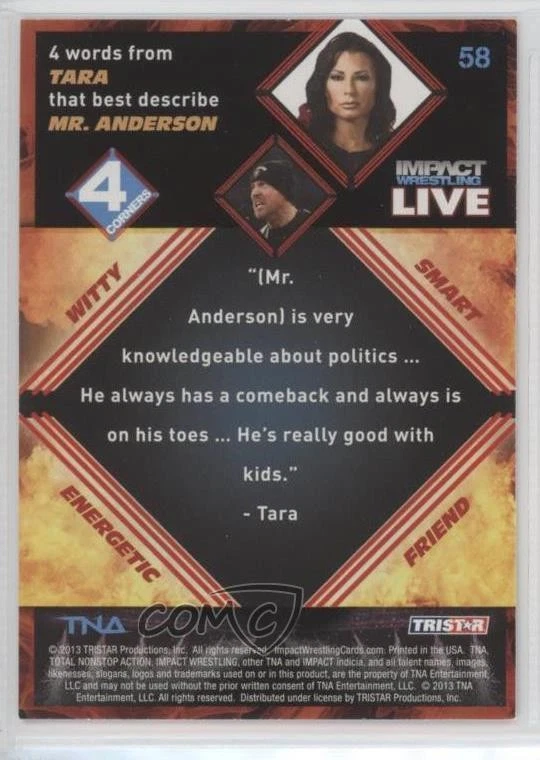 2013 TRISTAR TNA Impact Wrestling Live Mr Anderson #58 - Image 2 of 2
