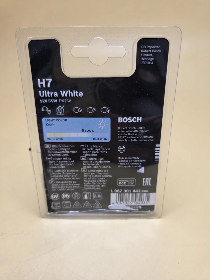Opened 🚨 Bosch H7 (477) Ultra White Headlight Bulbs - 12 V 55 W PX26d - 2 Bulbs - Image 3 of 3