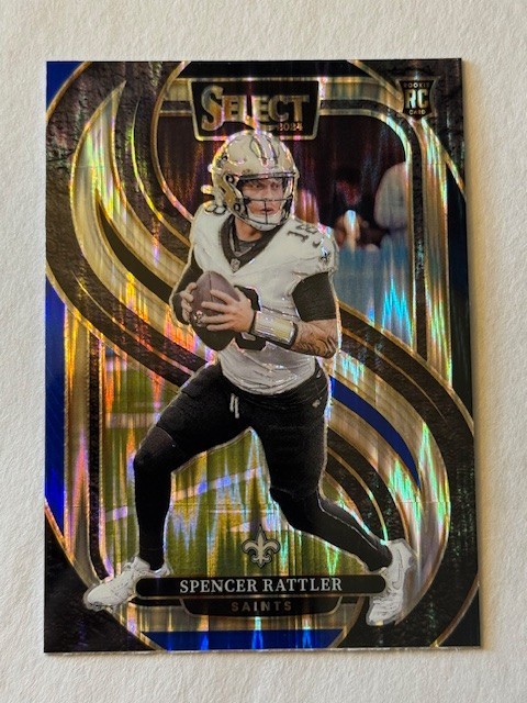 2024 Select Black Blue Prizm Shock Spencer Rattler RC New Orleans Saints 130