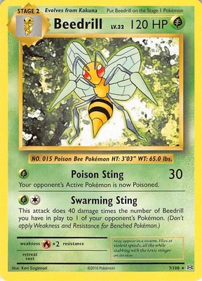 Beedrill 7/108 Rare Evolutions Pokemon Near Mint
