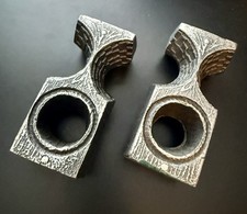 2 Vintage Olav Joff Spode Polaris Norway Cast Stainless Steel Art Candle Holders