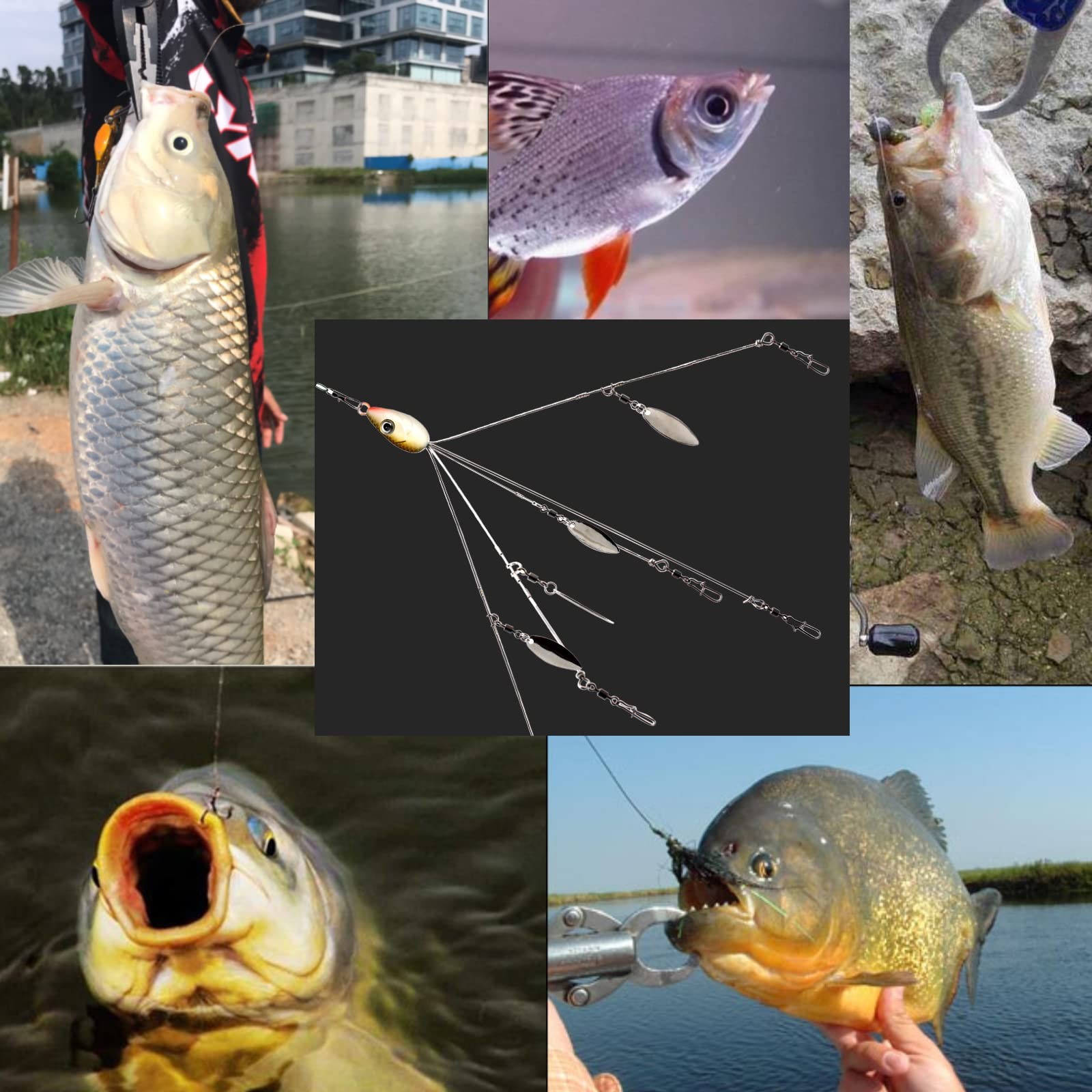 3 Pcs 8.5 in 0.6 Oz Alabama Rigs, 5 Arm Umbrella Rig Swimbait with 4 Willow L... - Image 6