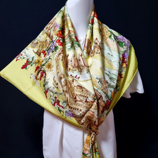 RARE VINTAGE HERMES Silk Scarf "Au Pays de Cocagne" Carre 90 by Zoe Pauwels