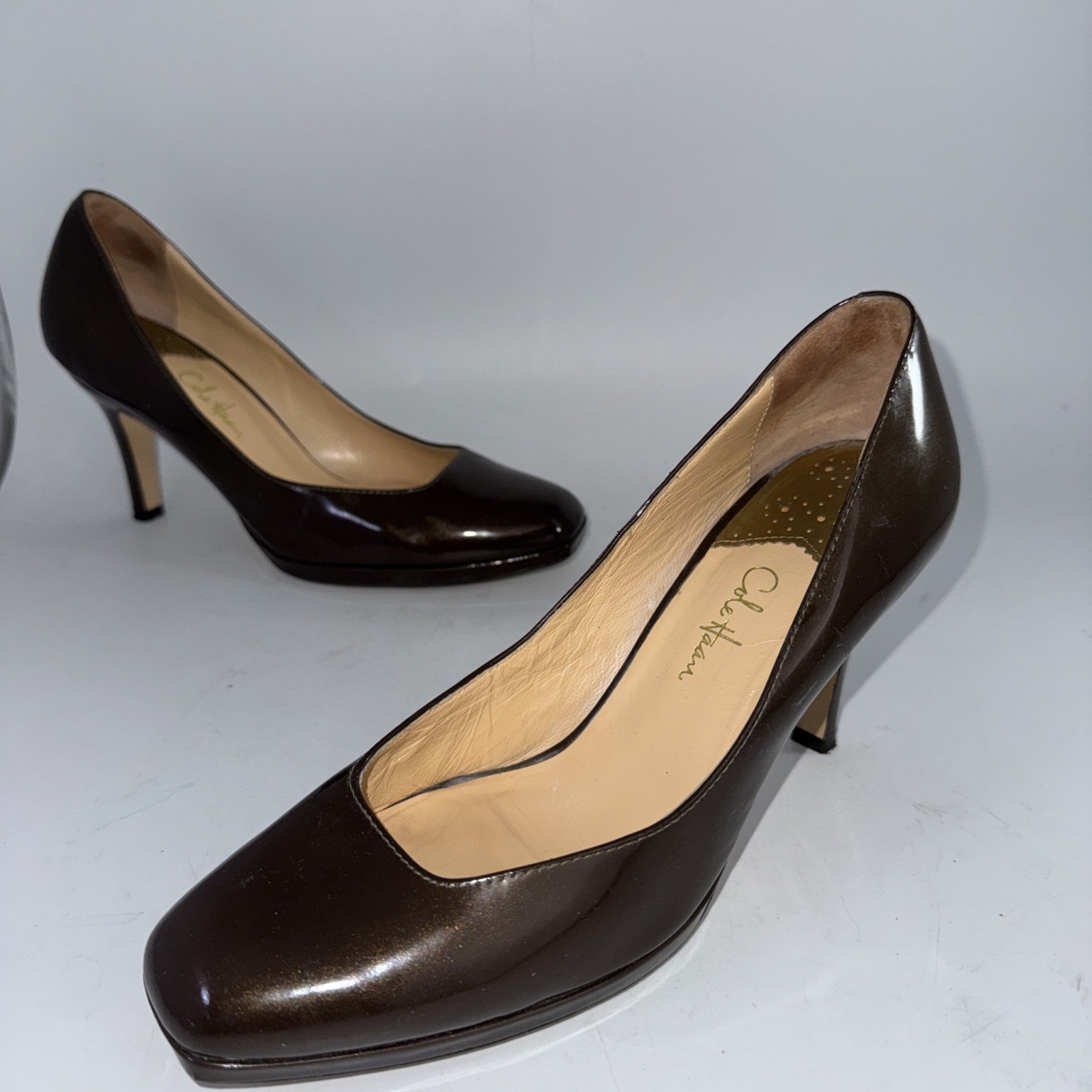 Cole Haan NikeAir Brown Pumps Womens 8.5B Leather Heels Classic Work Dress