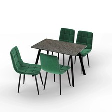 5-tlg. Esstisch & gepolsterte Stühle Set modern stilvoll bequem Küche Schiefer