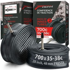 Fincci Bike Inner Tube 700c x 32c x 35c x 38c - Pair of Gravel 700c, Black