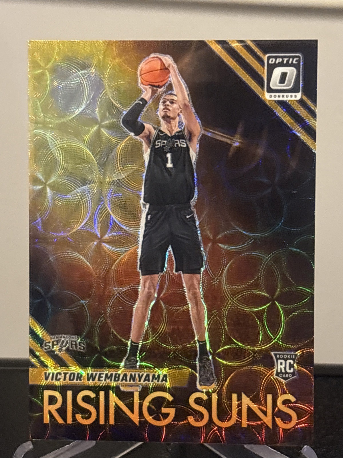 2023 PANINI DONRUSS GOLD #6/10 RC OPTIC RISING SUNS ROOKIE VICTOR WEMBANYAMA