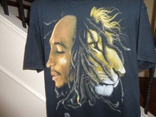 Black Zion Lion of Judah Bob Marley Adult XL T-Shirt Dreadlocks Jamaican Reggae