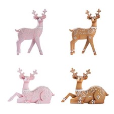 Christmas Resin Reindeer Sculpture Deer Statue for Indoor Outdoor Decoration