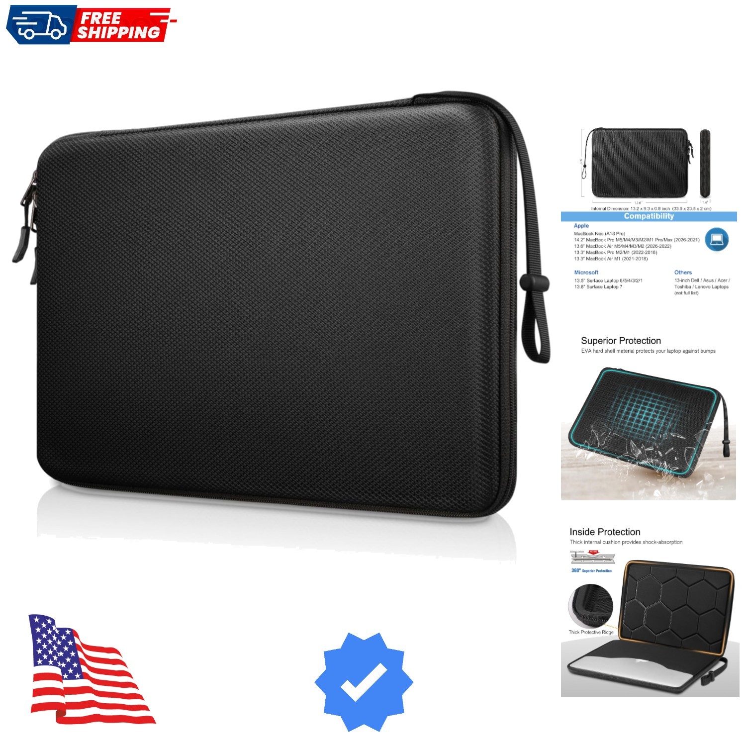 Hard Laptop Sleeve Case for 13 inch MacBook Air 2026 M5/M4/M3/M2/M1, MacBook ...