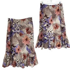 Floral Animal Print Godet Midi Skirt 12 Fairy Whimsigoth Coquette