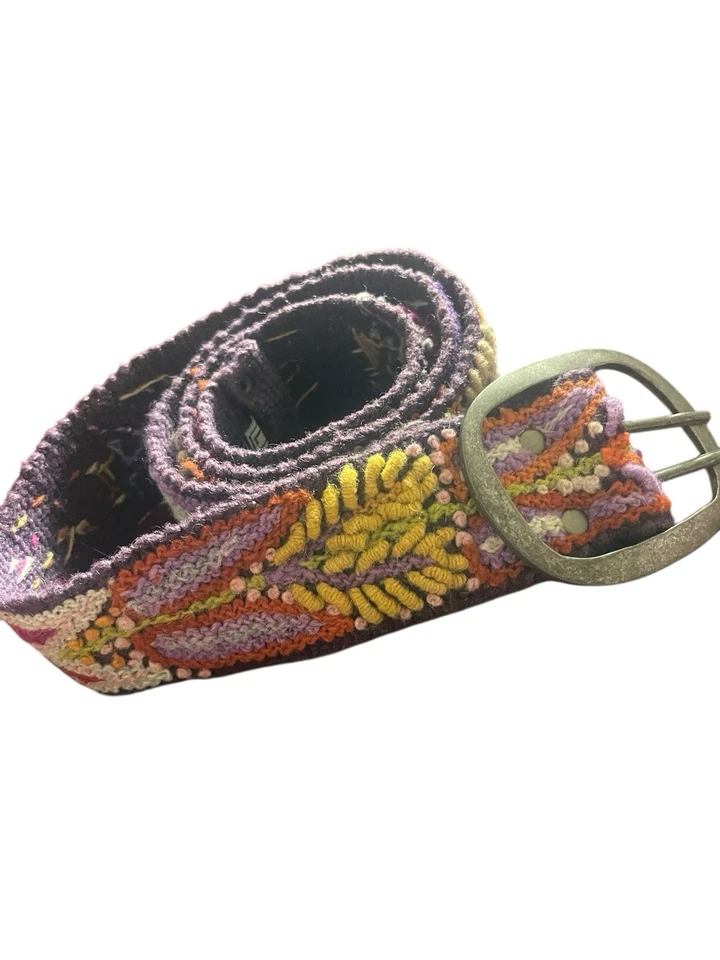 Cinturón de Lana Jenny Krauss Verde Oscuro Multicolor Floral Bordado Talla L Foto 4 de 4