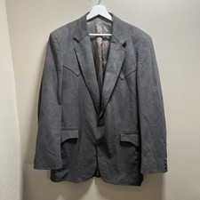 Circle S Western Jacket/Blazer Men's 42L Gray Faux Suede Made USA