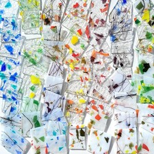 ILLUCKAI 2.2lb Stained Glass Scraps Floral Patterns 1 inch x 2 inch,