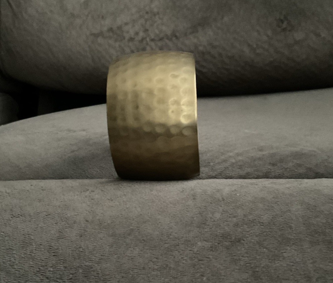 Vintage Hammered Solid Brass Round Cuff Bracelet … - image 8