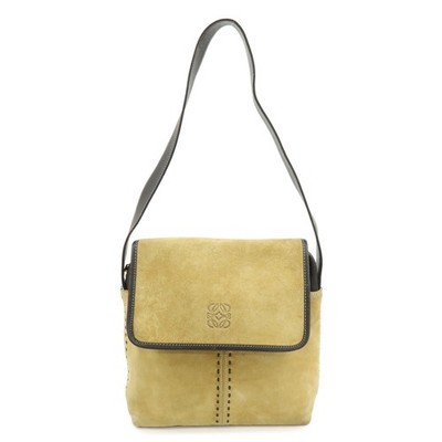 LOEWE Anagram Suede Leather Shoulder Bag Crossbody Bag Beige Authentic Used F/S