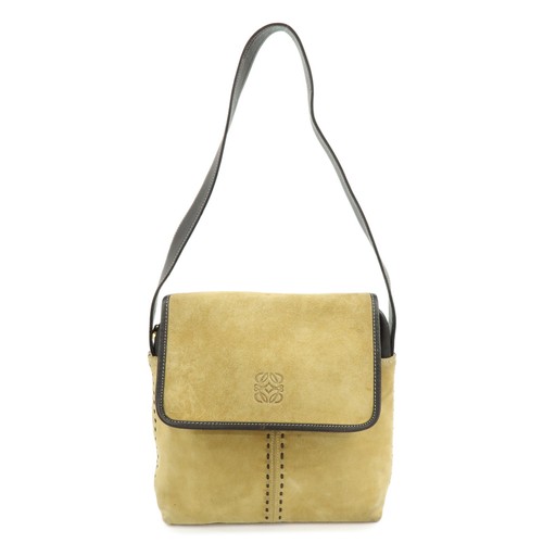 LOEWE Anagram Suede Leather Shoulder Bag Crossbody Bag Beige Authentic Used F/S