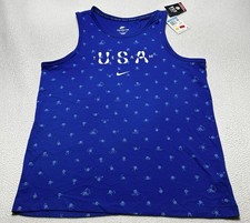 Camiseta sin mangas Nike del equipo de EE. UU. Club Olímpico para hombre azul medio estampado FN0879 NUEVA CON ETIQUETAS