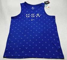 Nike USA Team Olympic Club Tank Top Mens Medium Blue All Over Print FN0879 NWT