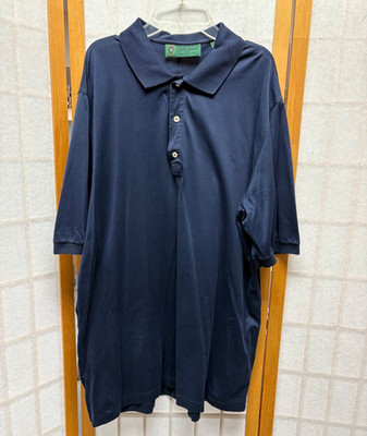 Hickey Freeman Bobby Jones  Men's XL Navy Blue Polo Short Sleeve Shirt  Italy
