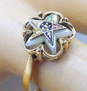 Eastern Star Ladies Masonic Ring 10K Yellow Gold