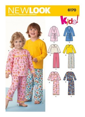 NEW LOOK 6170 KLEINKINDER & KINDER SCHLAFANZUG Schnittmuster Alter 6 Monate - 8 Jahre