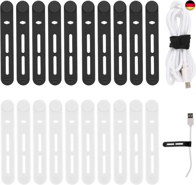 Molain 20 Stück Silikon Kabelbinder, Wiederverwendbare Kabelbinder,