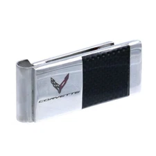 2020-2021 Corvette C8 Carbon Fiber Money Clip w/ Crossed Flags and Script 688017