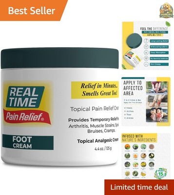 Foot Cream 4.4oz Jar | 15 Natural Ingredients: Menthol, Tea Tree Oil, Vitamin...