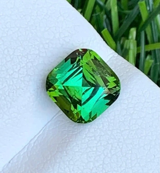 2.45 Carats Mint Green Tourmaline Cushion Cut Natural Afghani Loose Gemstone