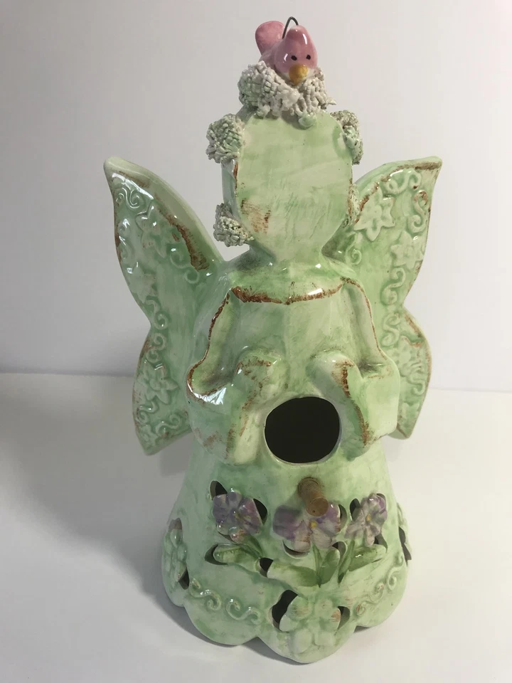 Midwestern Home JARDÍN CAPRICHOSO ÁNGEL PAJARERA 10" ALTO Cerámica Colgante Foto 3 de 4