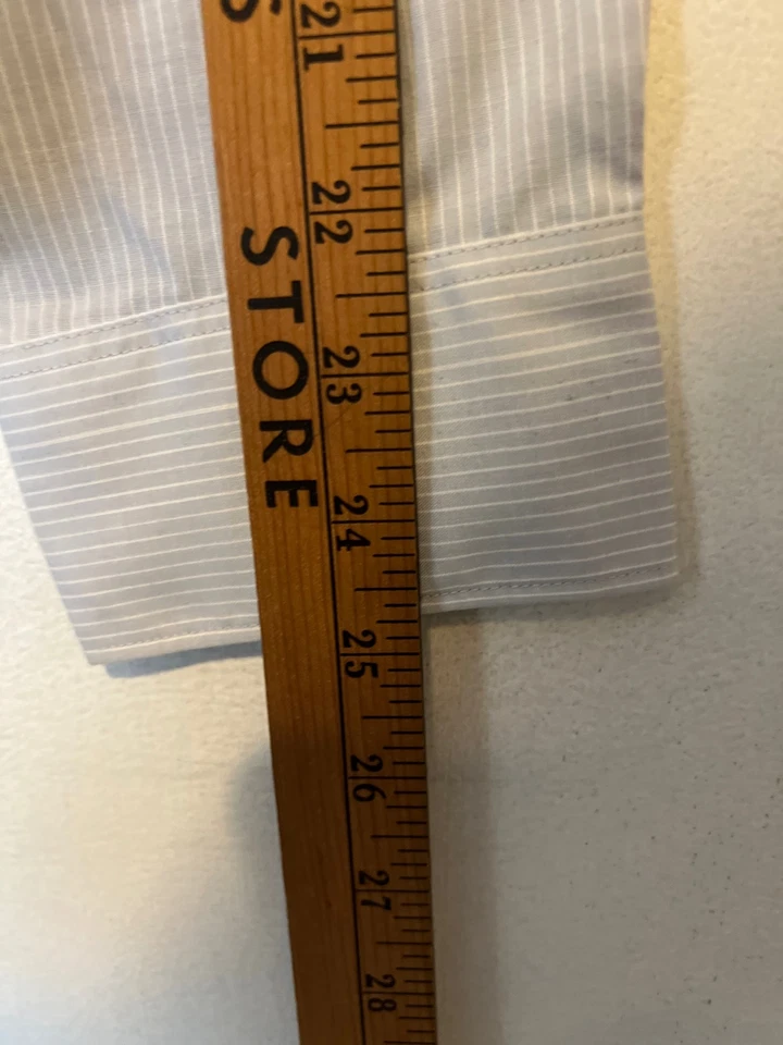 VINTAGE Ketch Dress Shirt Light Gray Pin Strip Single Stitch Button Down 16.5 - Image 4 of 4