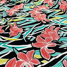 Printed Red Flowers Retro 4-Way Stretch Fabric 60" Wide Swimsuit Spandex By Yard