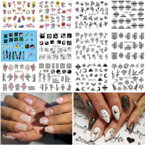 Nail Water Decals Lines Flower Leaves Slider Transfer Stickers Nail Art  Paper | eBay