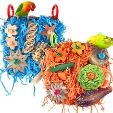 Bird Toys 2 Pack Bird Grass Mat Foraging Wall Toys Parrot Shredder Toys for P...