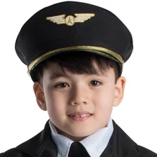 Dress Up America Pilot Hat - Black Airline Captain Cap - Pilot Costume Accessory