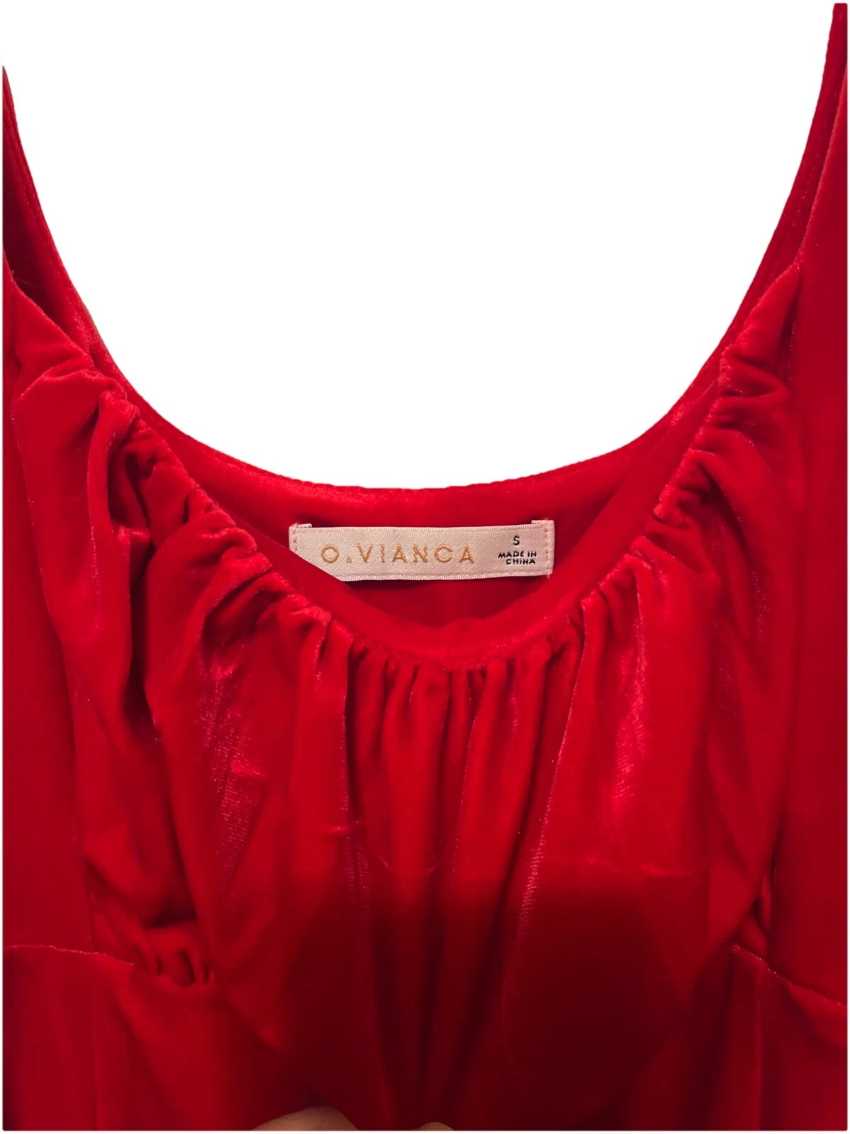 O. Vianca Mini Abito Donna Velluto Rosso Quadrato davanti Abito San Valentino Tg S