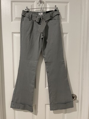 Ann Taylor Loft Julie Curvy Grey Flare Pants w/ Belt Size 2 (30x32) NWT $59