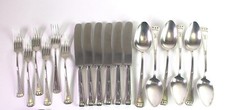 edles Jugendstil Besteck f&uuml;r 6 Personen - 800er Silber (Nr. 1)  -  Monogramm K