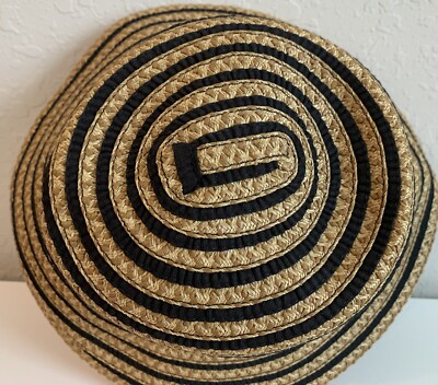Eric Javits Margot UPF 50 Black Grosgrain Ribbon & Straw Sun  display picture 1